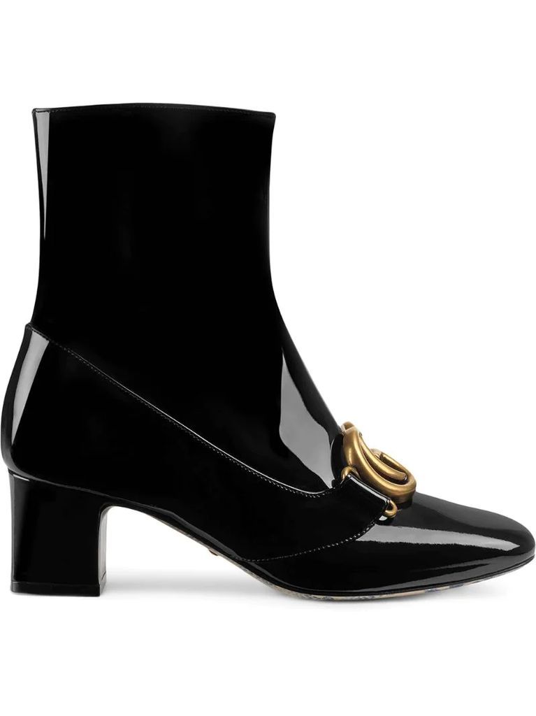 Patent leather ankle boot with Double G