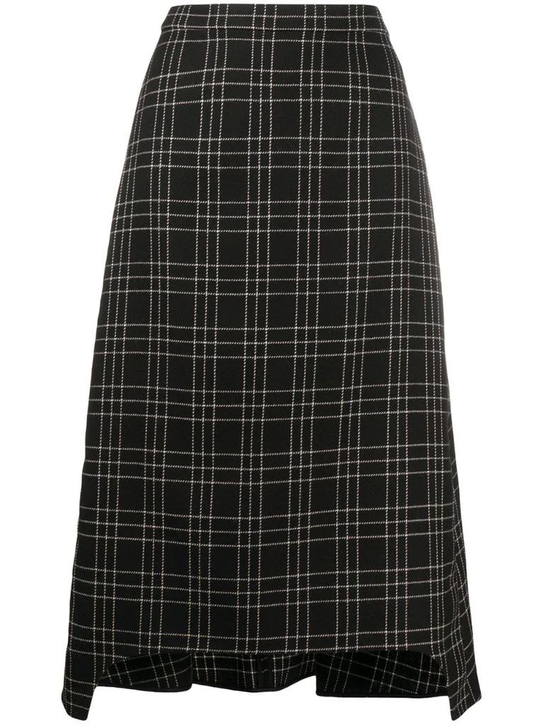 checked A-line skirt