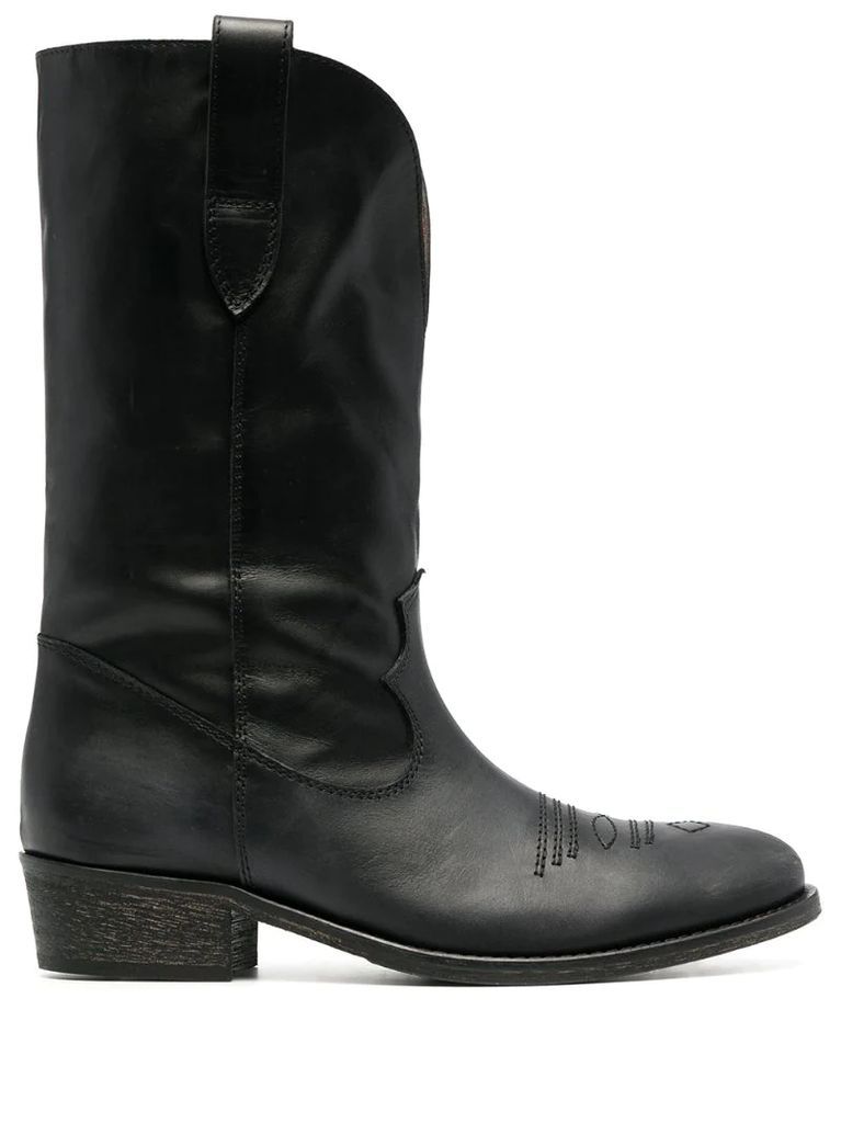 leather western-style boots