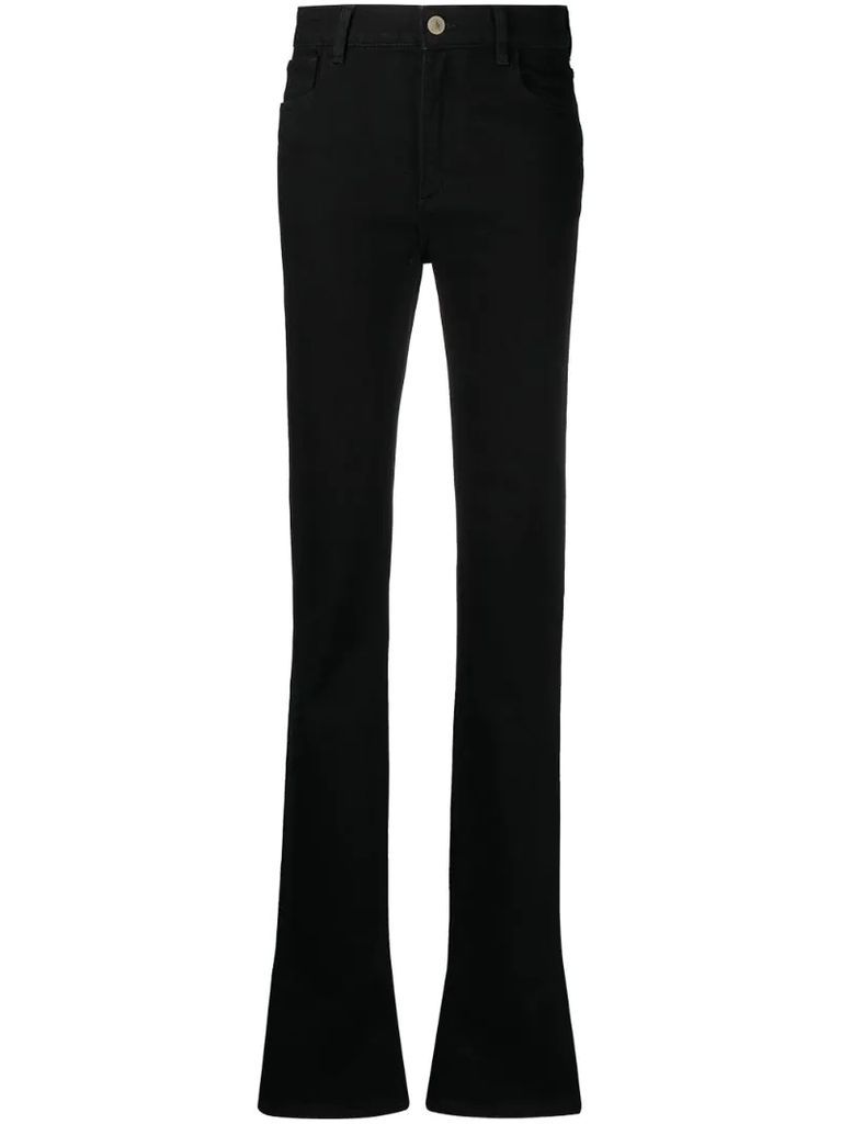 elongated flared jeans