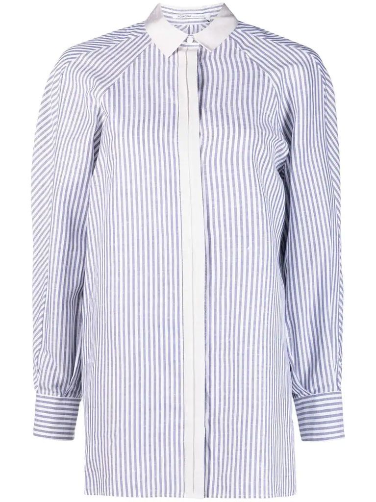 raglan-sleeves striped shirt
