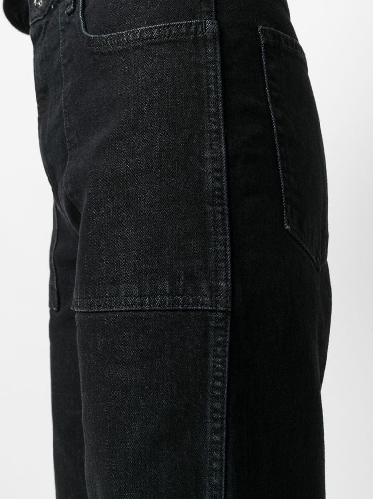 dark-wash wide leg jeans