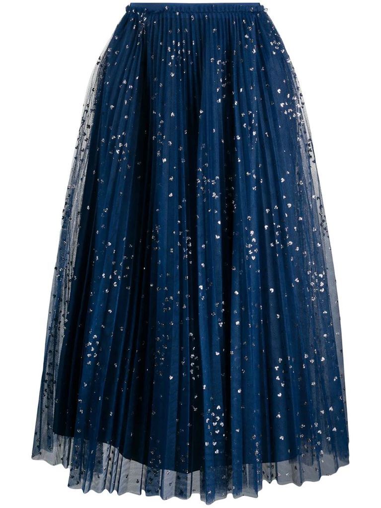 glitter detail pleated skirt