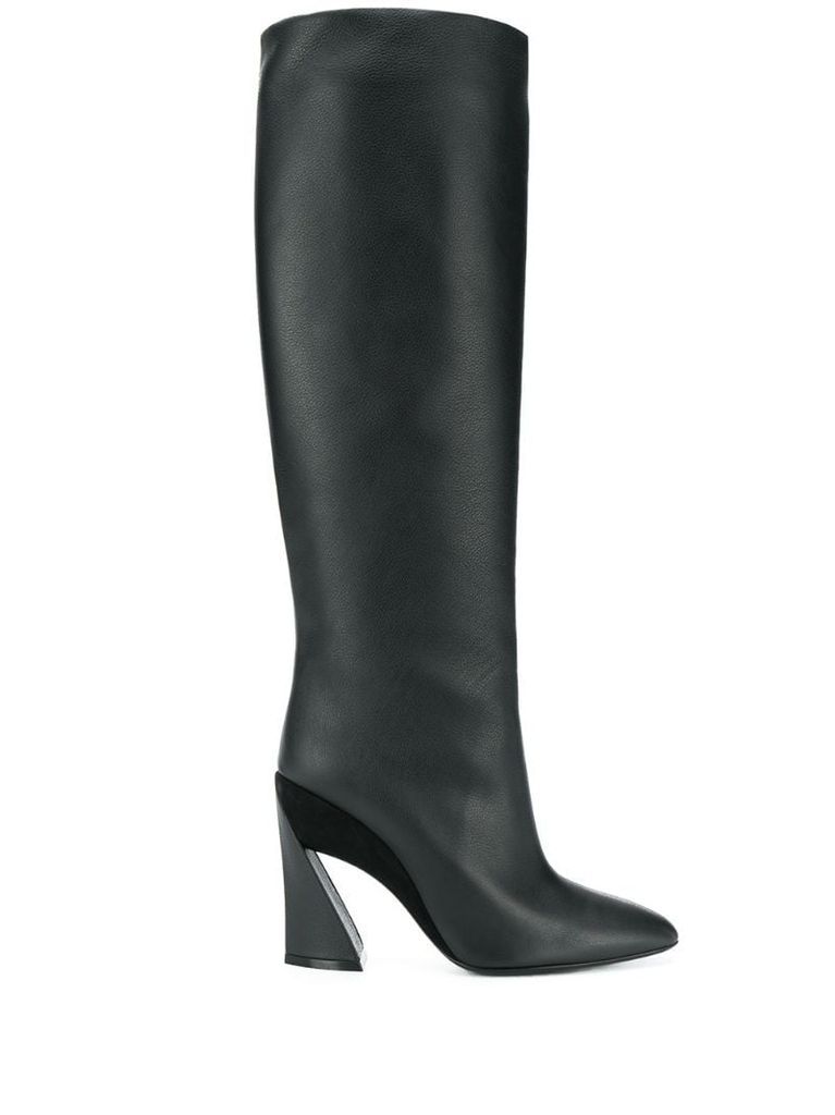 sculptured heel 115mm knee length boots