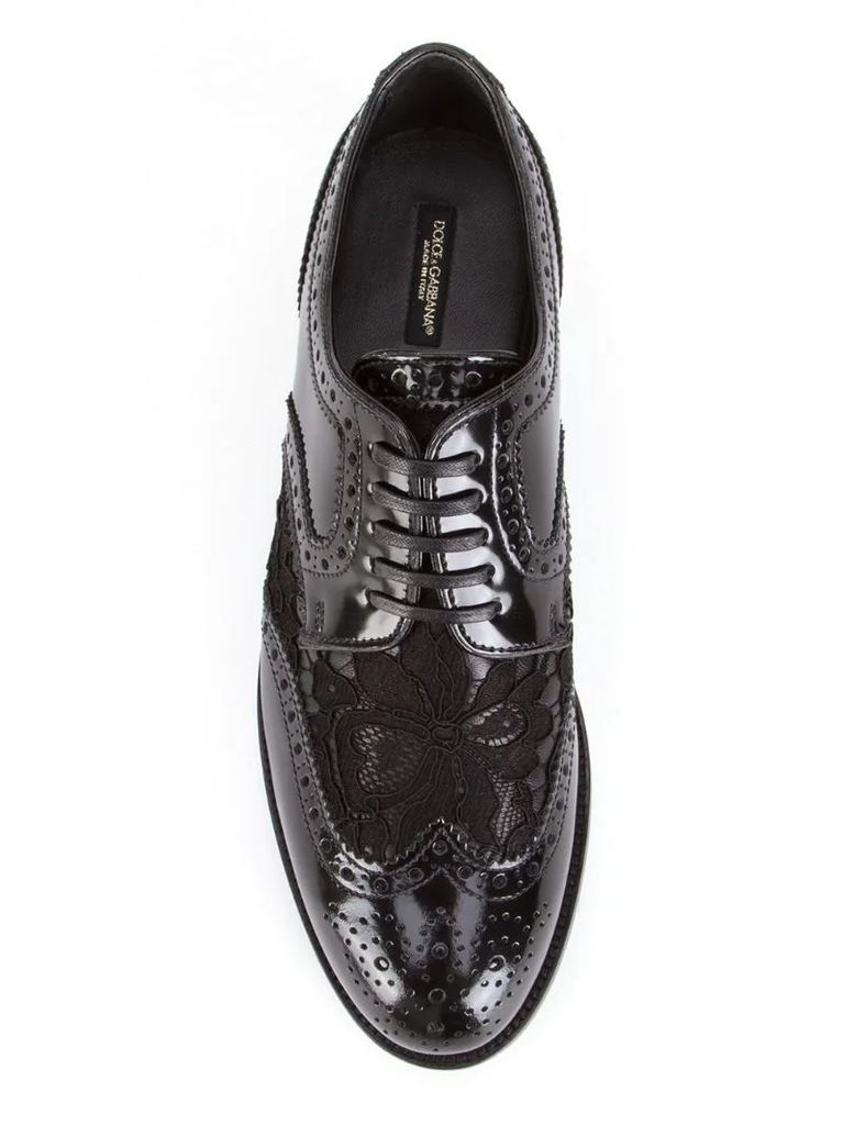 lace detail leather derby shoes