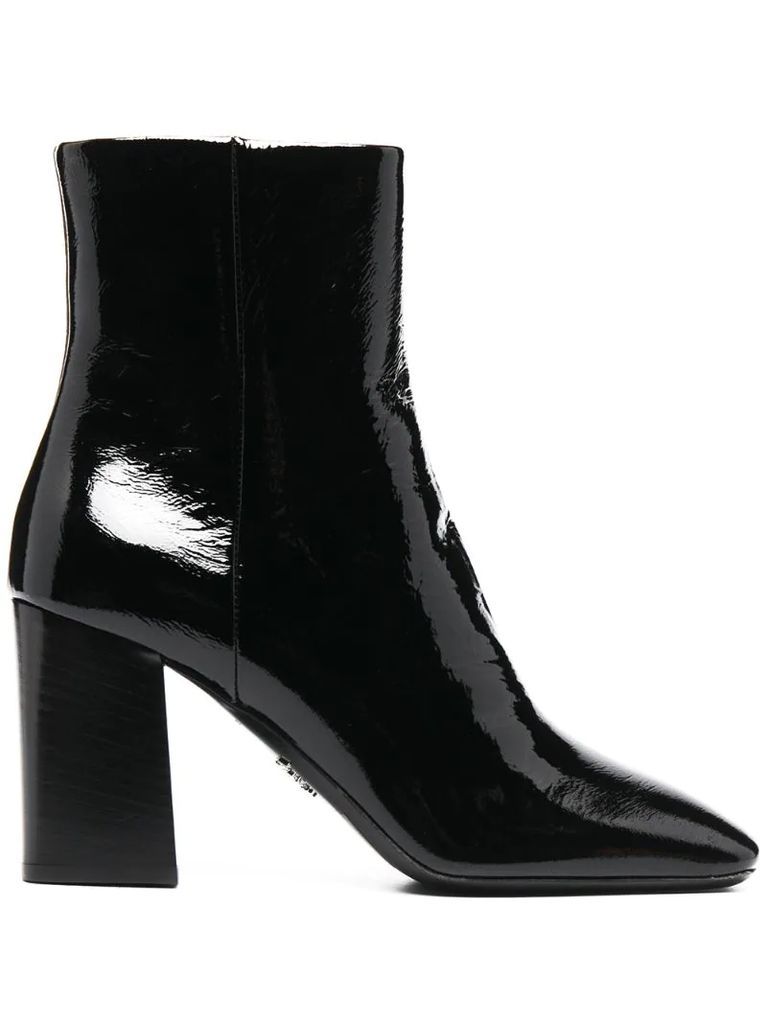 90mm patent ankle boots