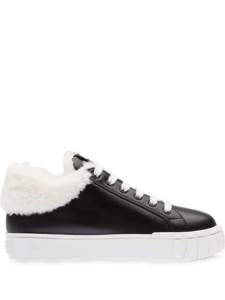 shearling-lined lace-up sneakers