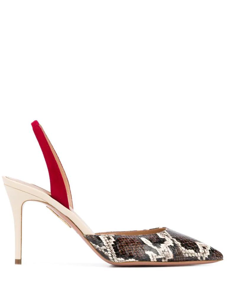 snakeskin effect slingback pumps