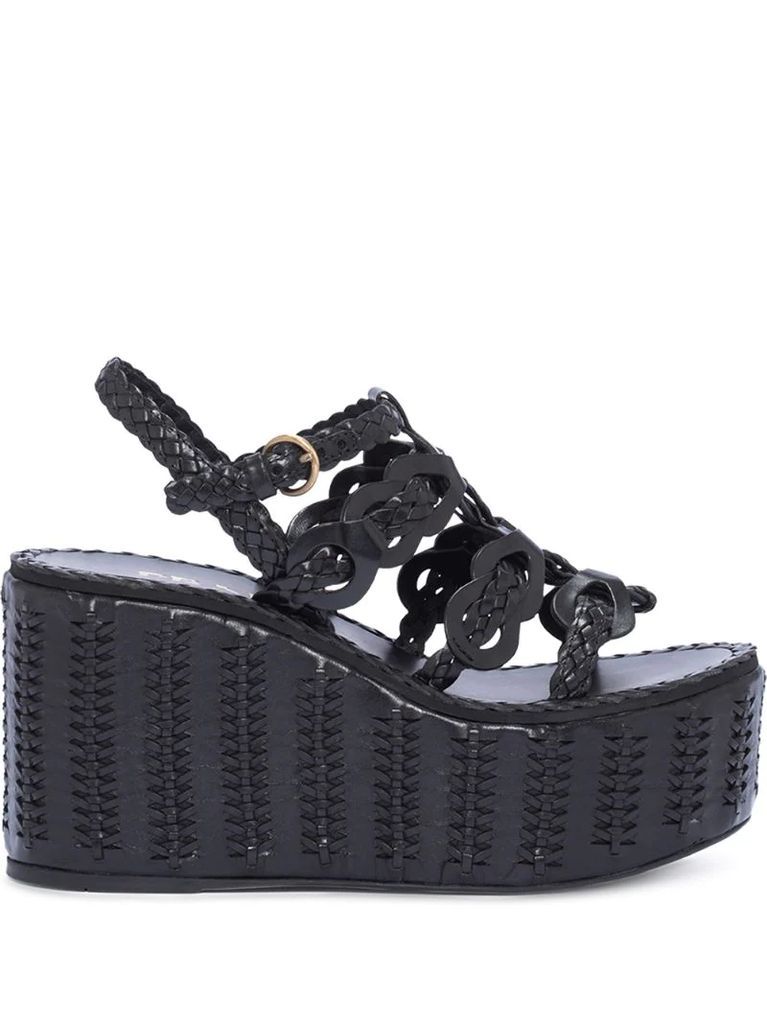95mm woven wedge sandals