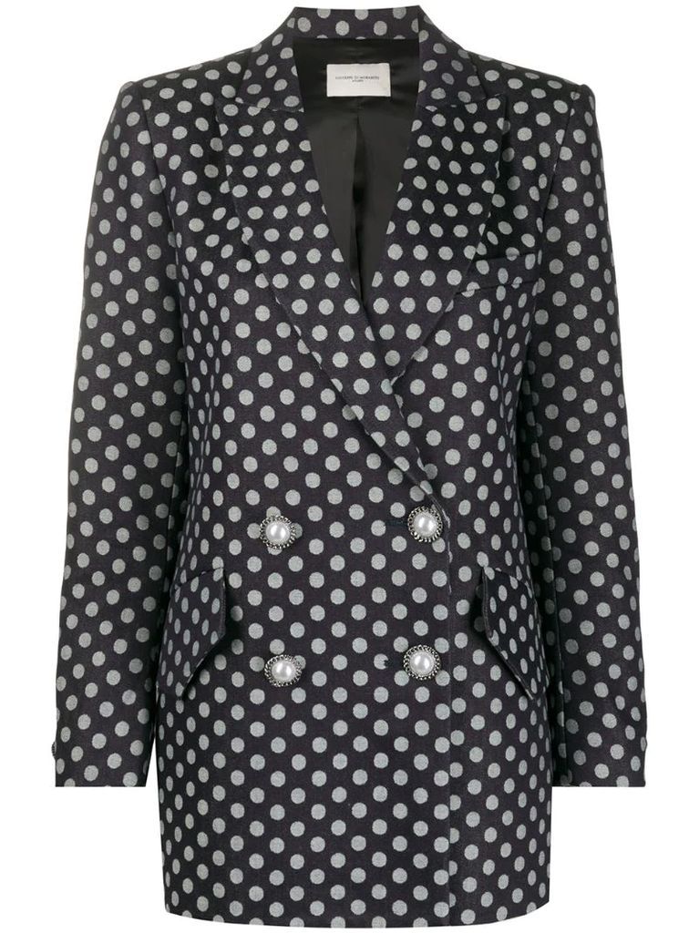 double breasted polka-dot print blazer