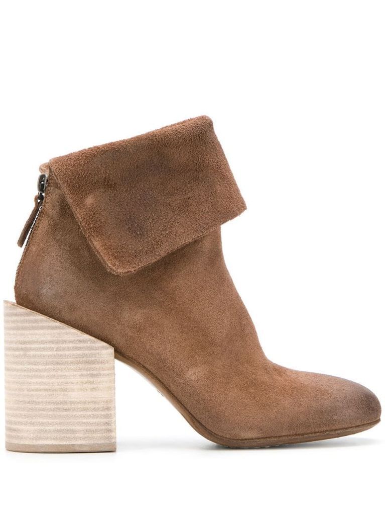 textured block heel boots