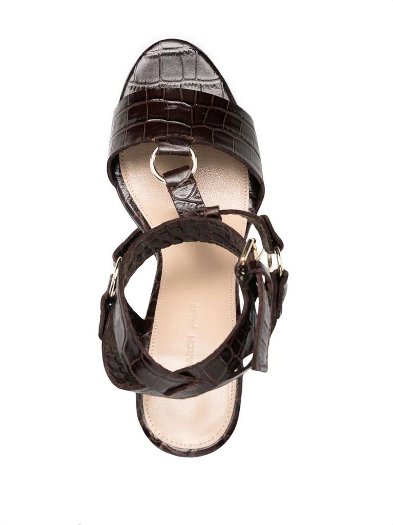 crocodile-effect open-toe sandals