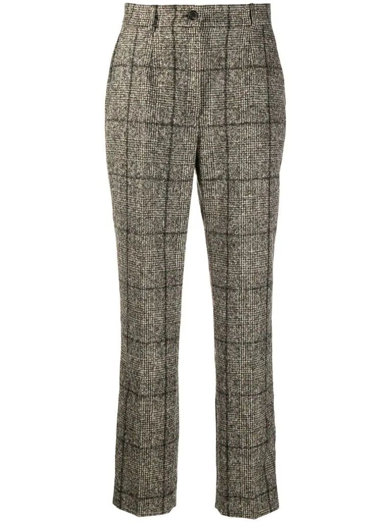 plaid-check tailored trousers