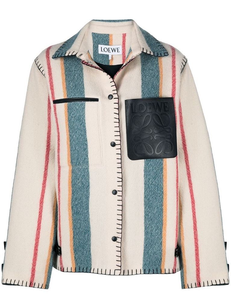 striped wool shirt jacket