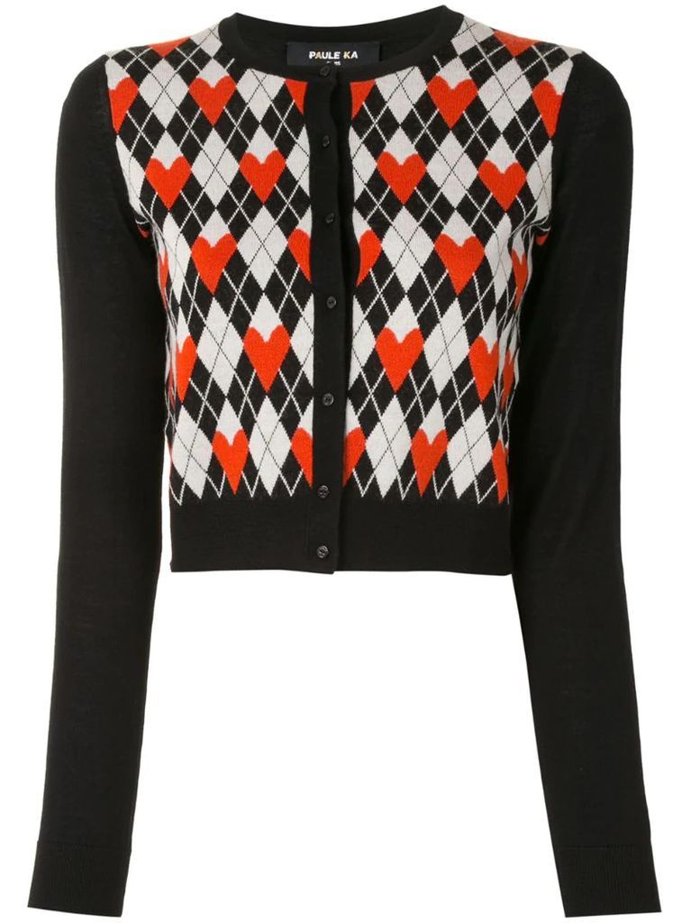 diamond intarsia cropped cardigan