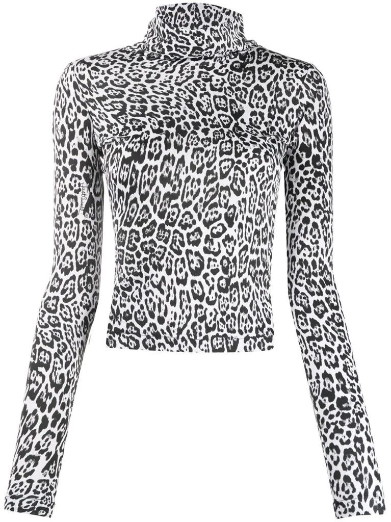 leopard roll-neck top