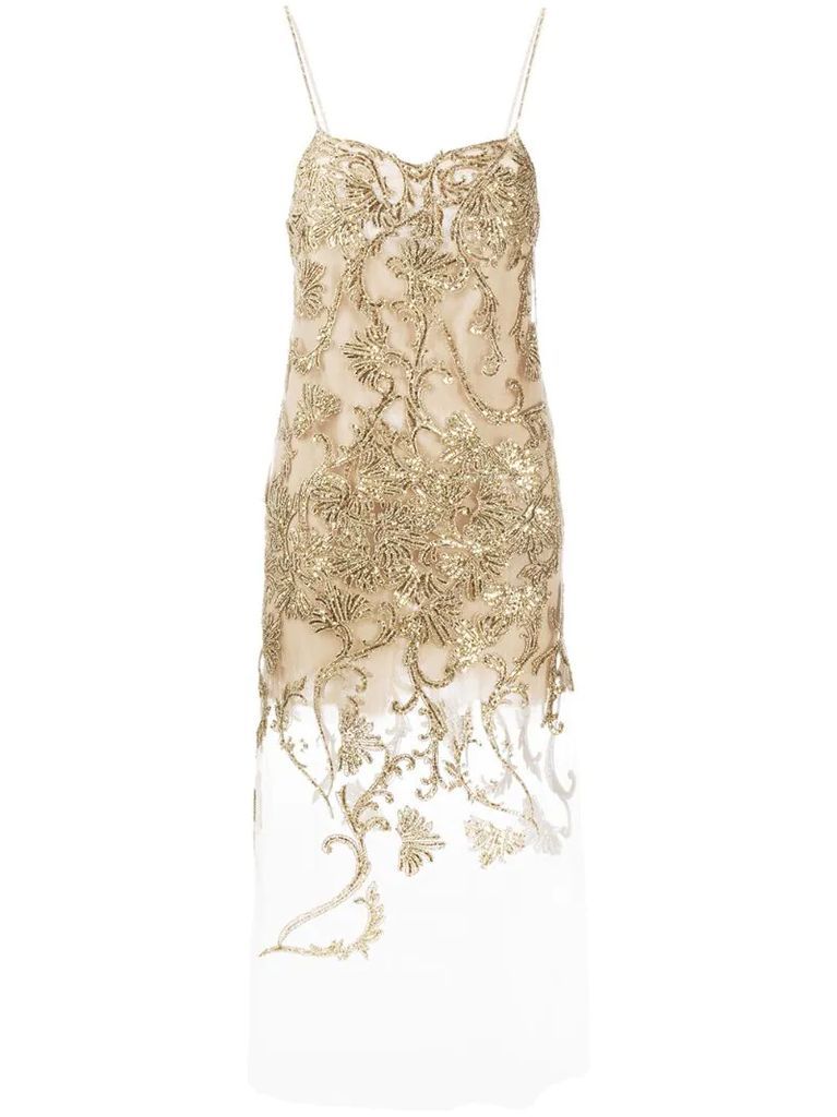 lace-panel sheer dress