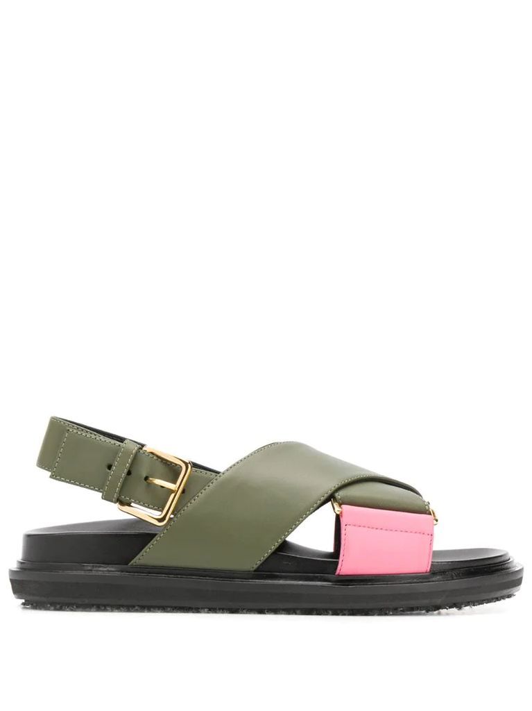 flat crossover-strap sandals