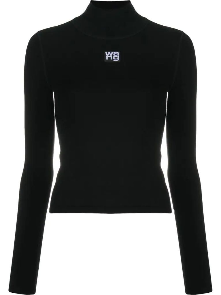 high neck logo top