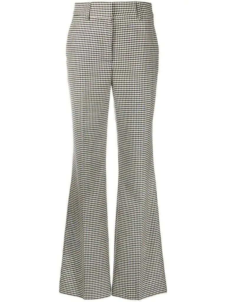 high-waisted check flares