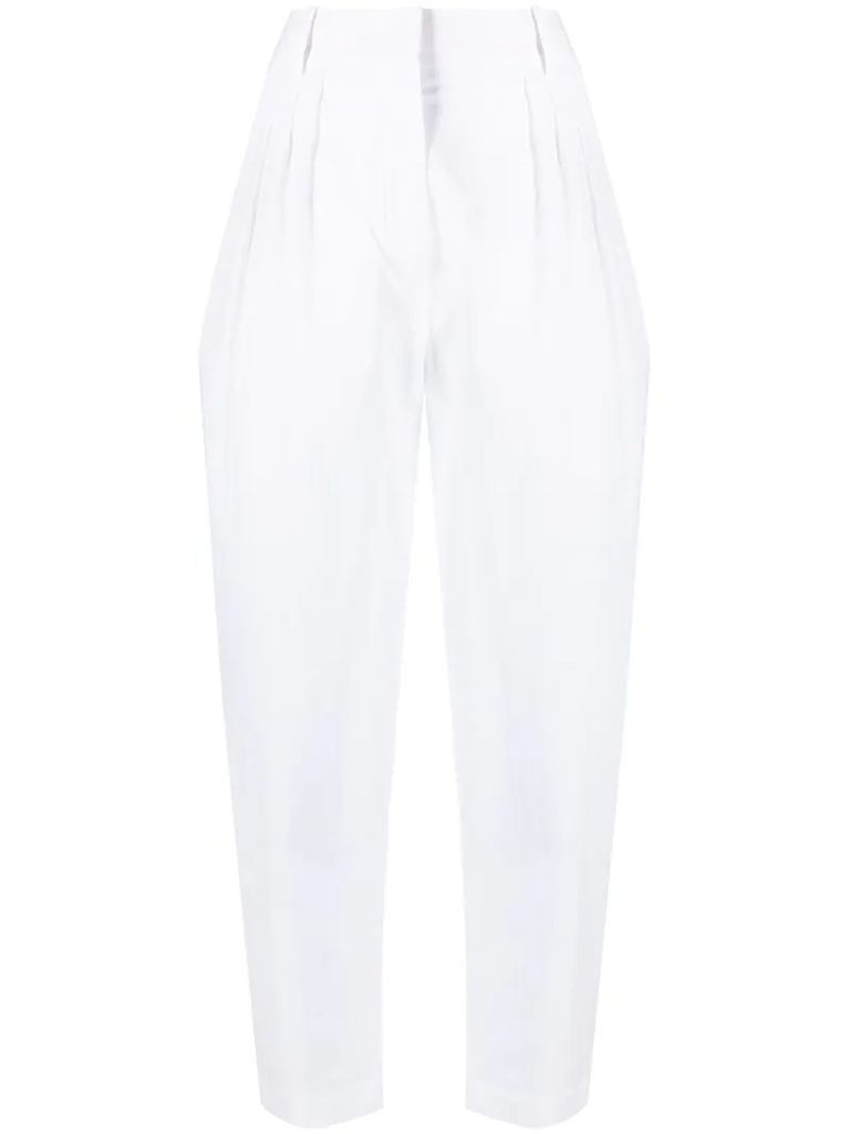 high-rise box-pleat cropped trousers