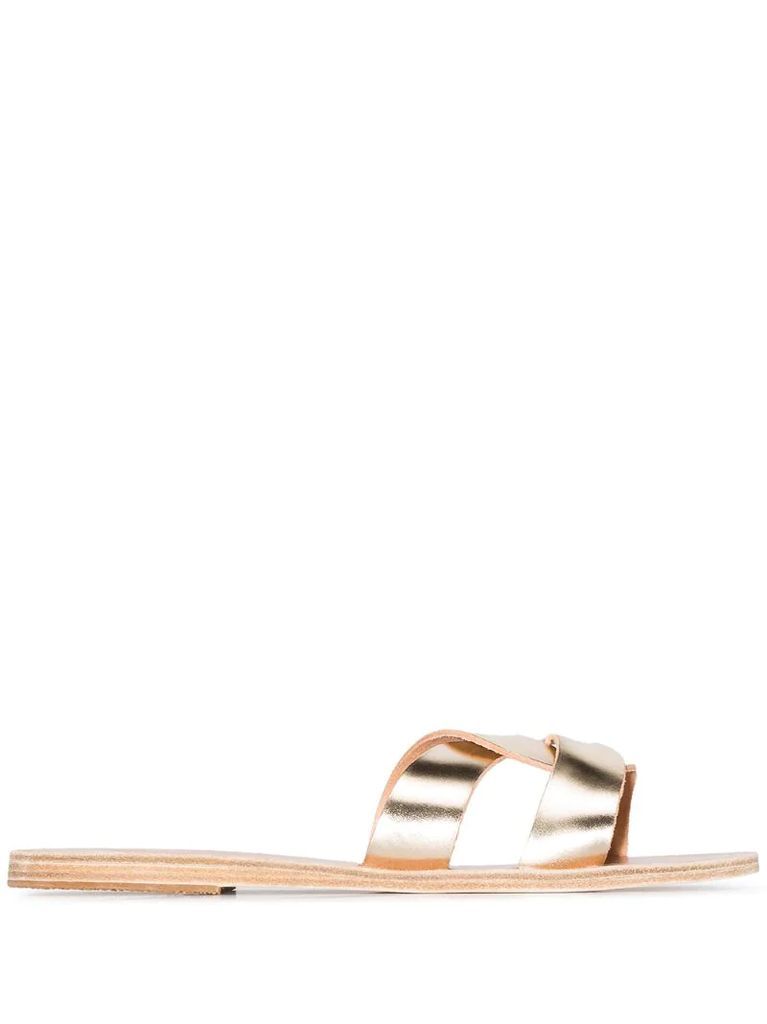Gold Desmos crossover leather sandals