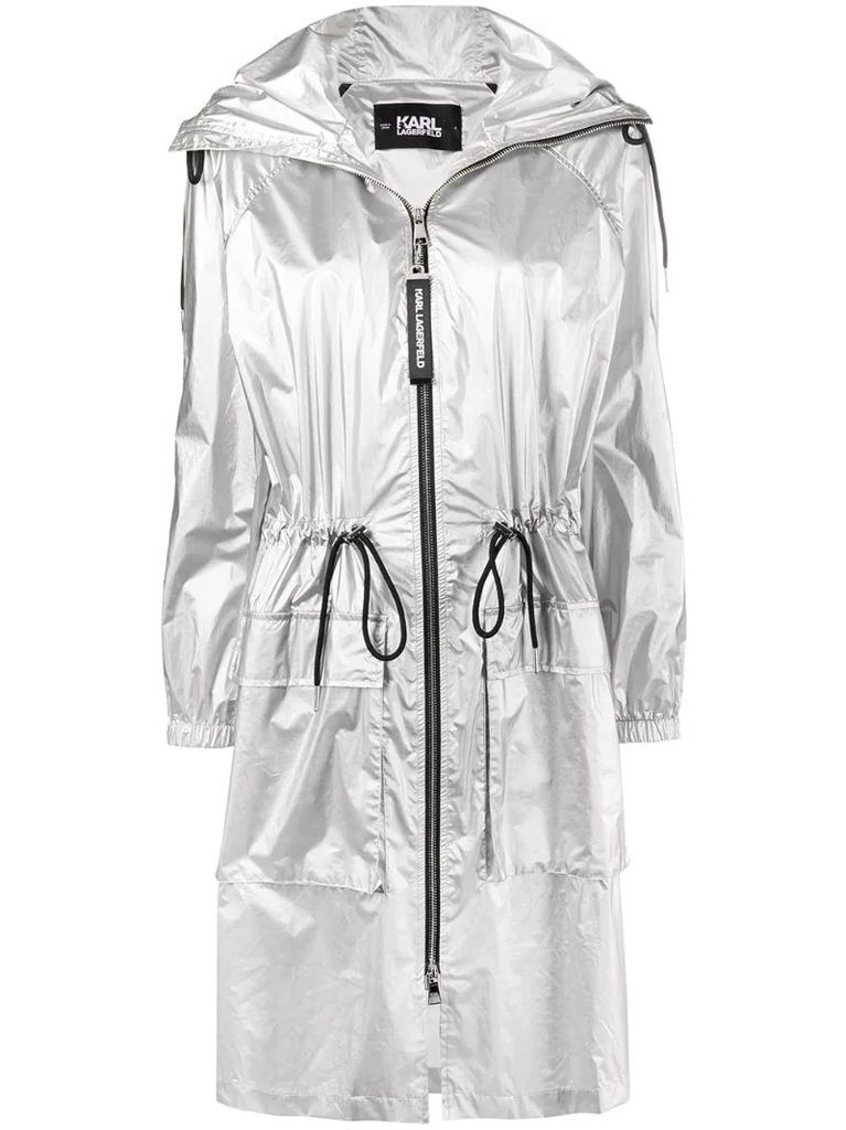 metallic hooded raincoat