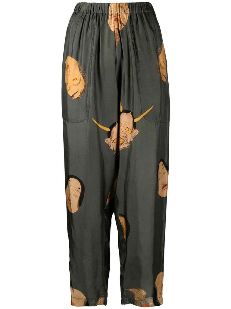 face-print tapered trousers
