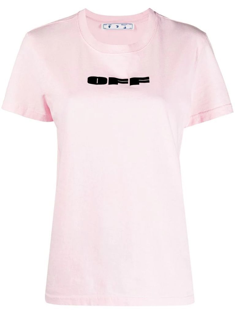 flocked logo cotton T-shirt