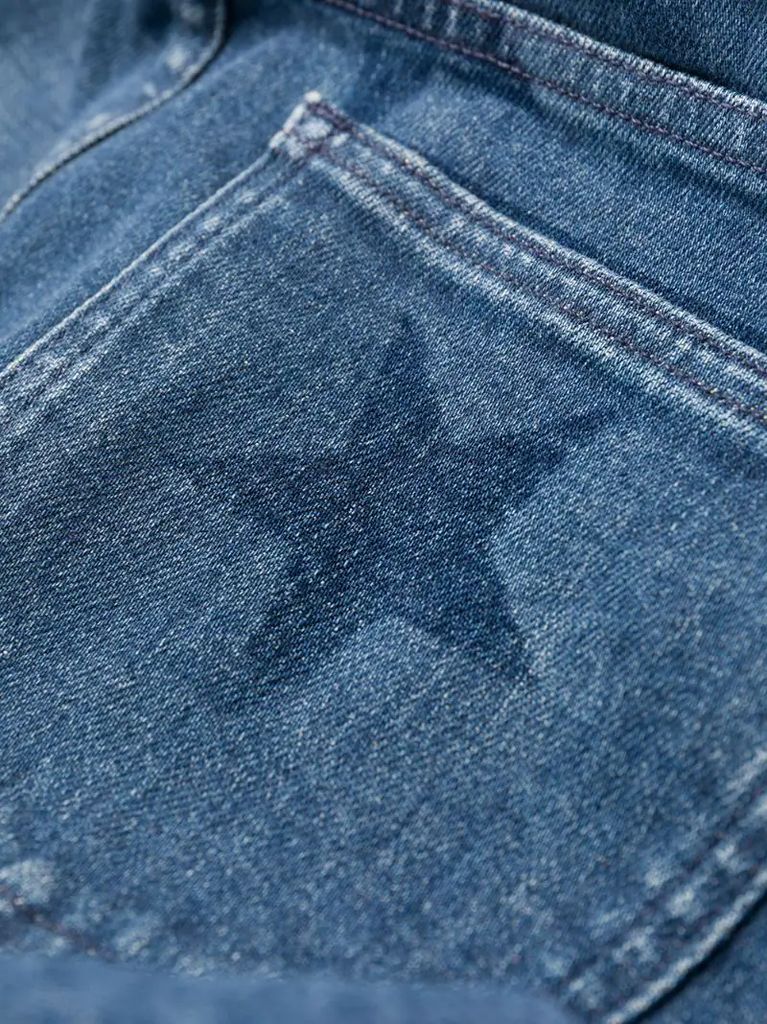 star print flared jeans