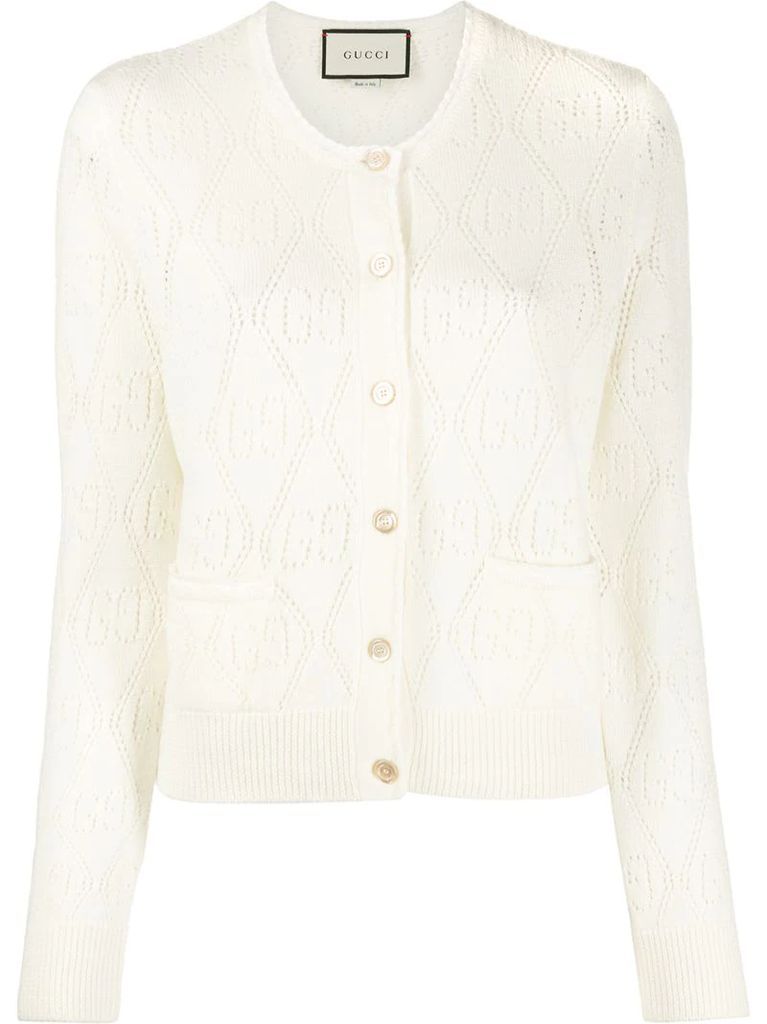 GG perforated wool cropped cardigan