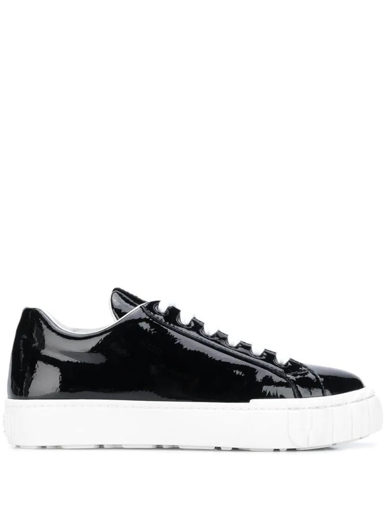glossy low-top sneakers