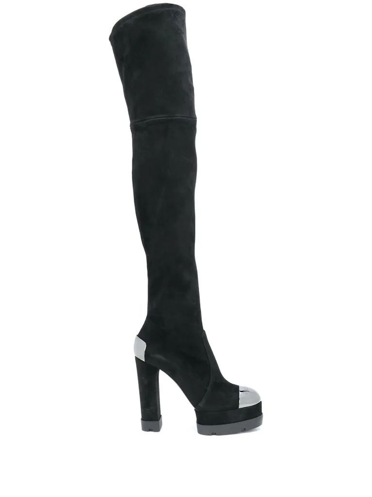 thigh-high suede boots