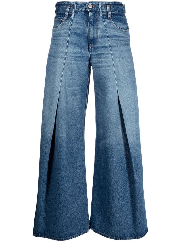 stonewashed wide-leg jeans