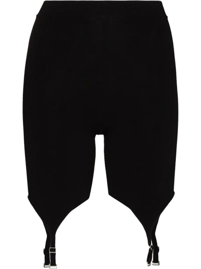 suspender-clip high-waist cycling shorts