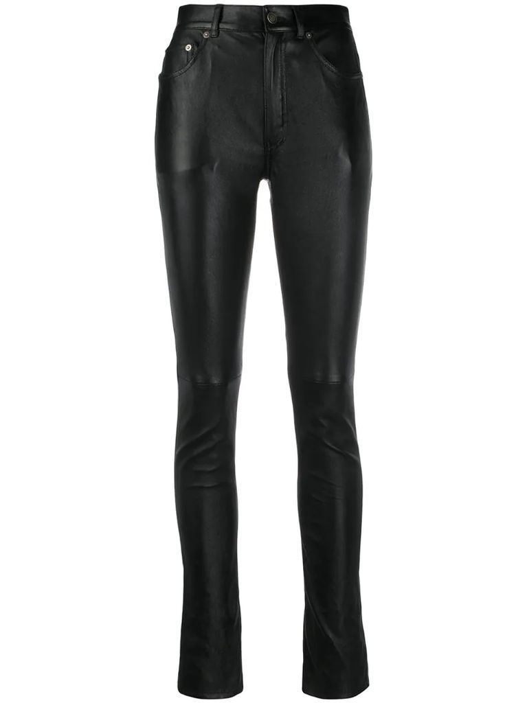 skinny-fit leather trousers