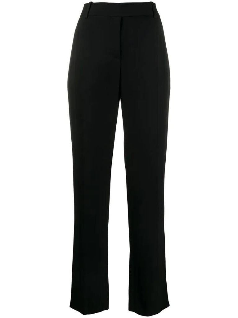 high-waist straight-leg trousers