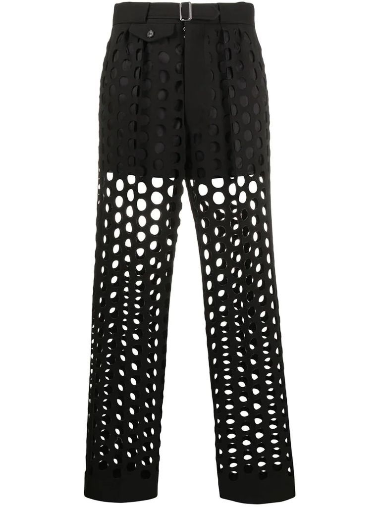 hole punched tailored trousers