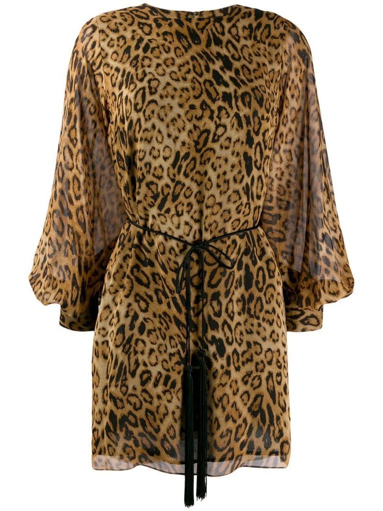 belted leopard print dress