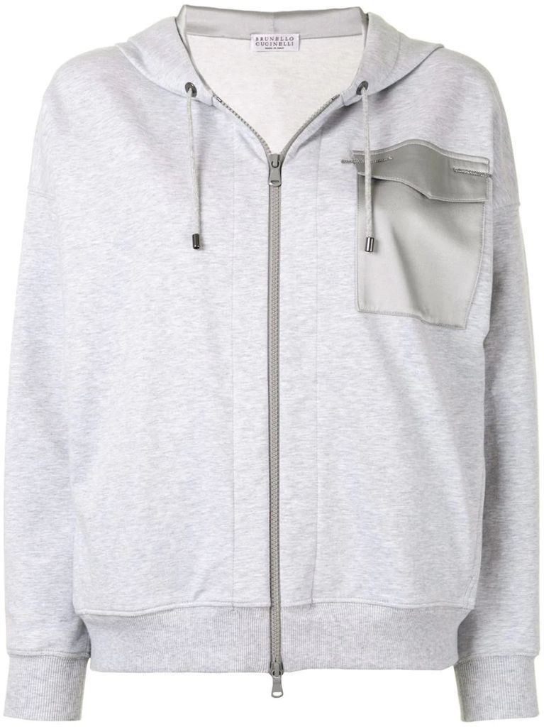 contrast-pocket zipped hoodie