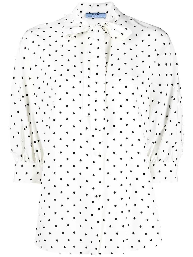 pussybow polka-dot blouse