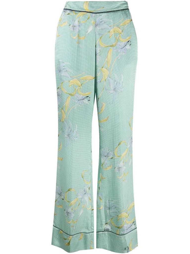 printed wide-leg trousers