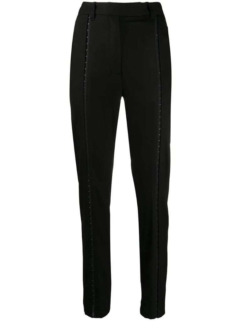 hook-detail tailored trousers