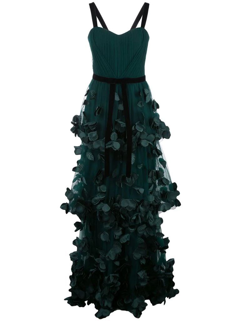flower-embellished maxi dress