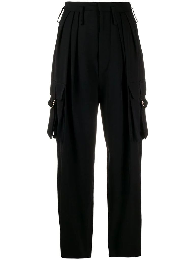 utility pockets high-waisted trousers