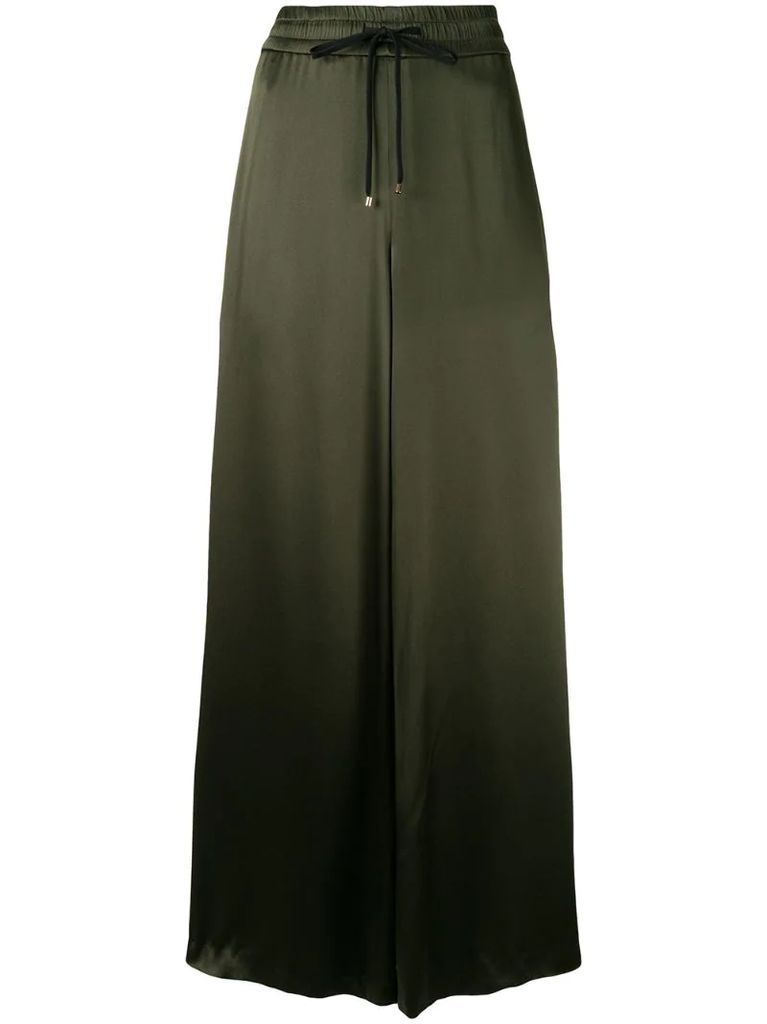 wide-leg silk trousers