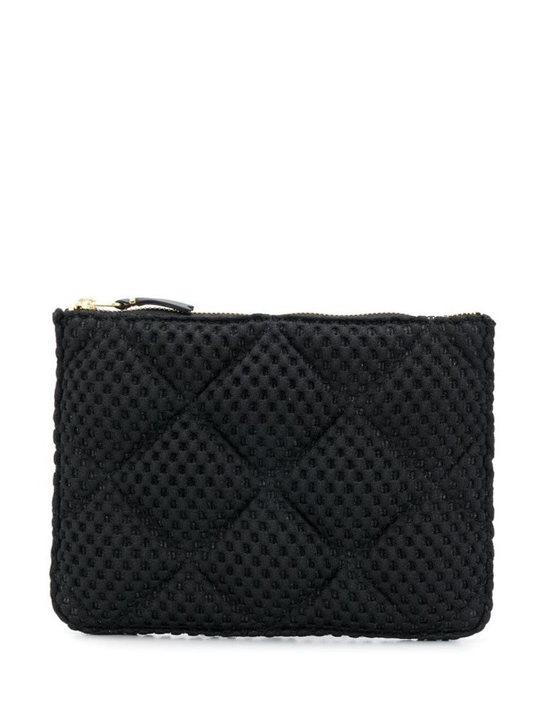 zipped quilted clutch