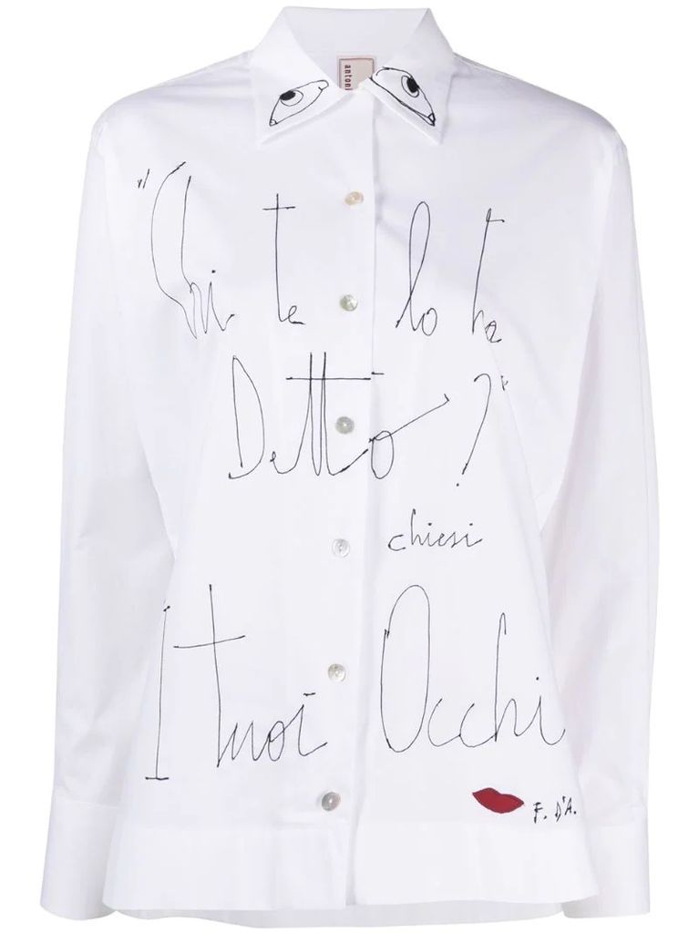 slogan button-down shirt