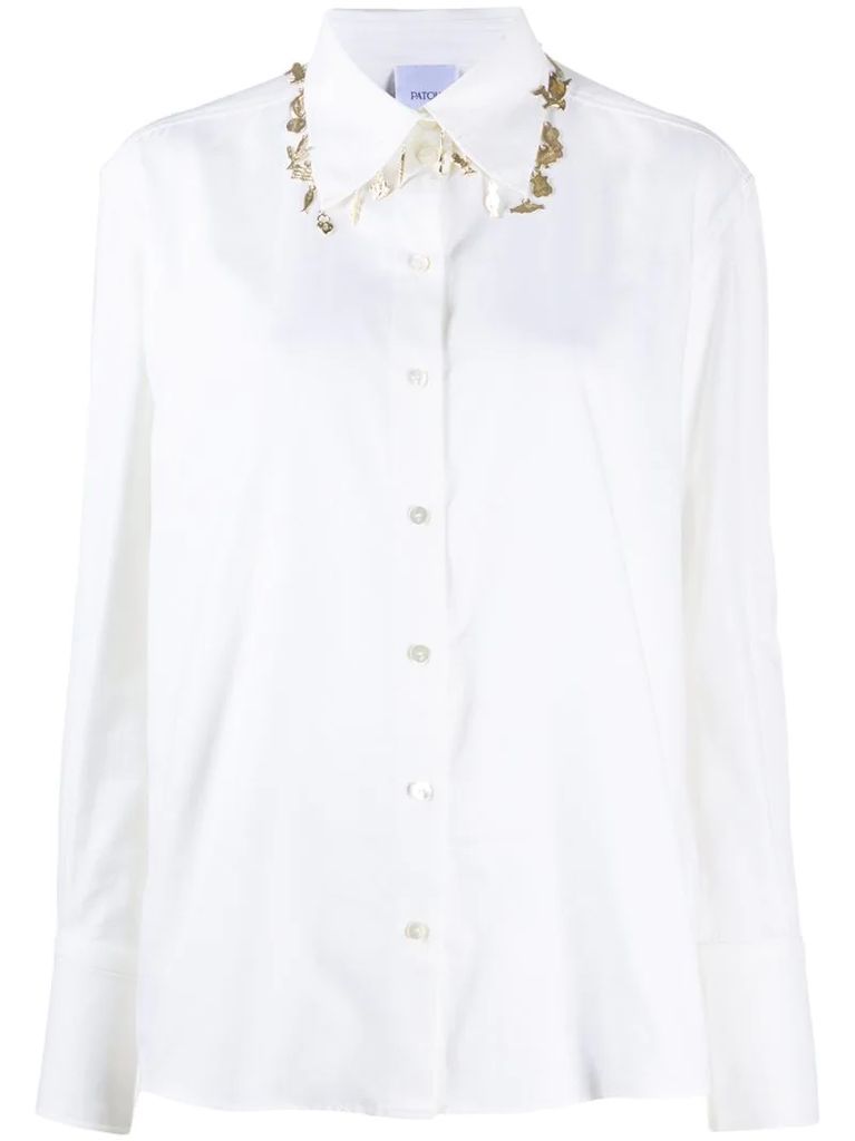 charm-embellished cotton shirt