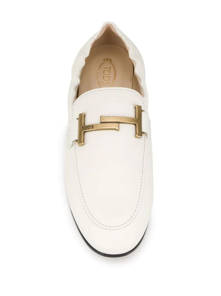 T-plaque leather loafers